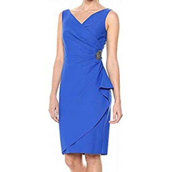 Alex Evenings Women's Slimming Short Ruched Dress - Picture 1 of 3